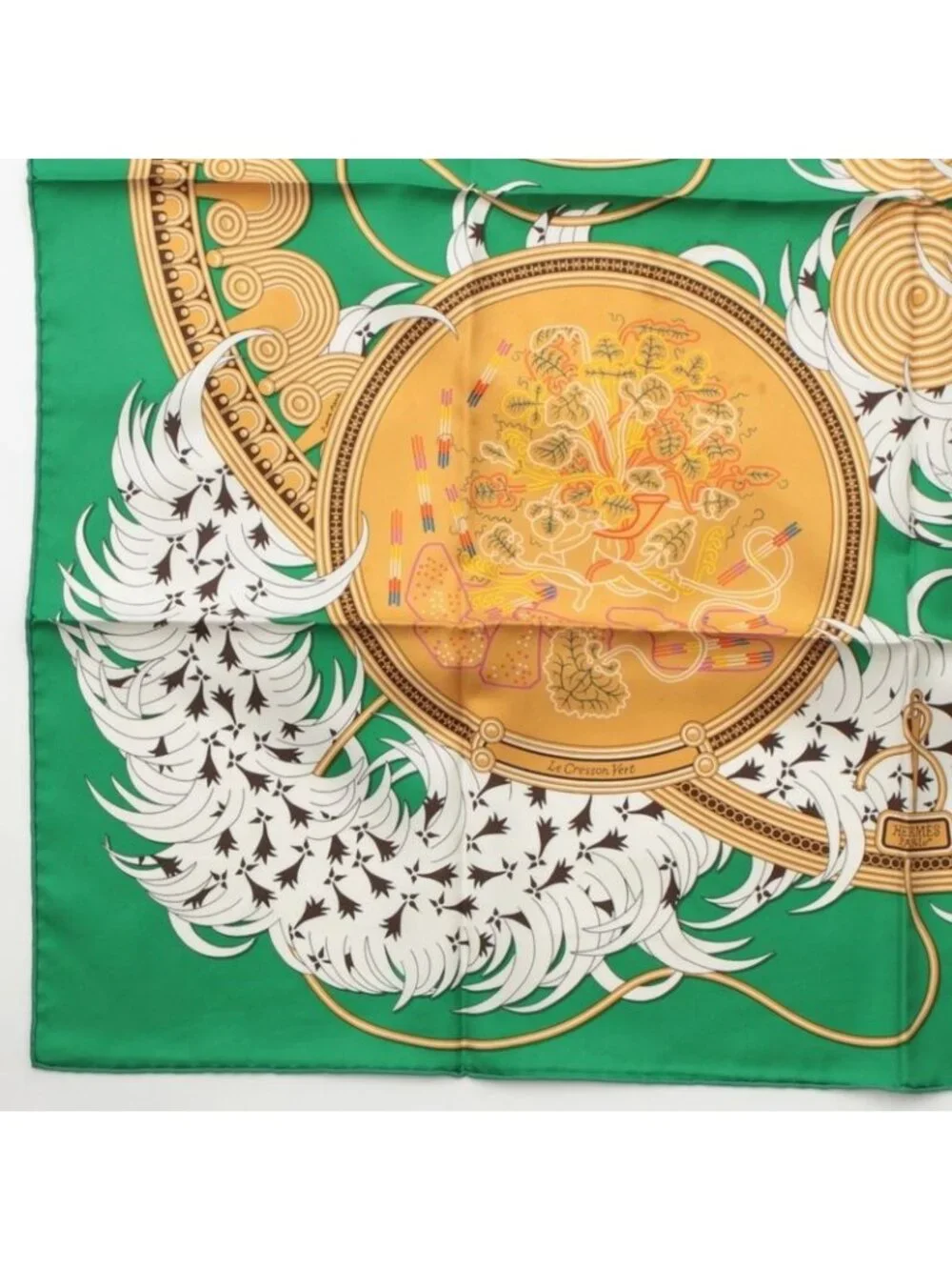 Hermes Carre 90 Silk Legende Brodee Embroidered Legend Scarf Green 90 - Picture 4 of 10